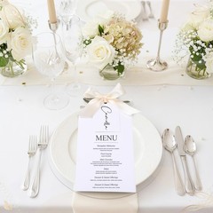 50 Sets 4×9 Inch White Blank Wedding Menu Name Place Cards 76lb Cardstock