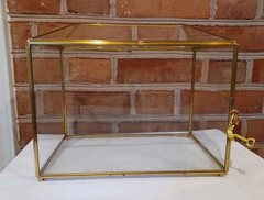 Gold Glass Wedding Card Box with Lock Large Geometric Reception Decor