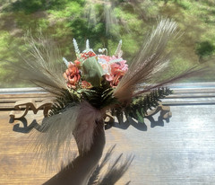 Bridal Wedding Bouquet Hand made Budget Friendly Faux Flowers White Pink Green