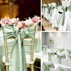 60 Pcs Satin Chair Sashes Sage Green Satin Chair Sashes Chair Decorative for …