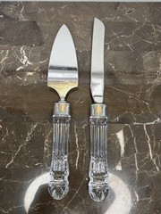 VTG Waterford Wedding Cake Server Set Crystal Handles
