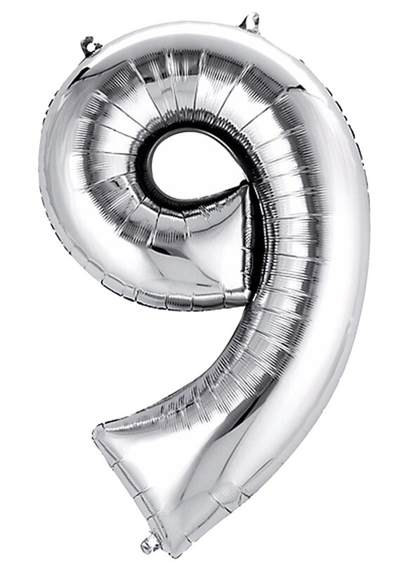 40″ SILVER Number 9 Mylar Foil Balloon 1 pc Party BackDrop Decorations Supply