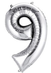 40″ SILVER Number 9 Mylar Foil Balloon 1 pc Party BackDrop Decorations Supply
