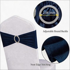 Wensinl Pack Of 100 Spandex Navy Blue Chair Sashes Bows Elastic Chair Bands