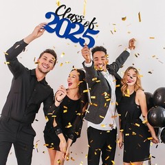 Class of 2025 Wooden Sign – Blue Graduation Decorations & Photo Booth Prop fo…