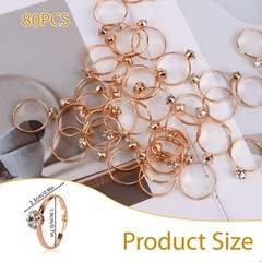 Mikovivi 80pcs Adjustable Fake Faux Rose Gold Bridal Shower Diamond Rings,