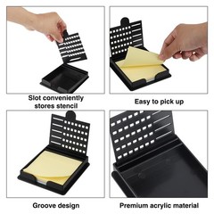 Sticky Note Stencil and Holder with Five Different Stencil, 3×3 inches, Black