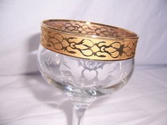 2 Our Wedding Etched Water Goblets/Wine Glasses Encrusted Gold Rim Bride & Groom