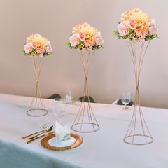 3 pcs Gold Wedding Table Hourglass-shaped Flower Stand For Anniversary Ceremony