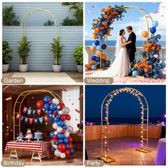 7.2FT Metal Wedding Arch Stand Gold Square Arched Backdrop 7.2FT, Matte