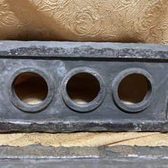 Set of 2 Tea Light Concrete and Slate Primitive Outdoor 3 Hole Candle Holder