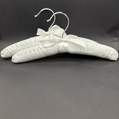 White Satin Padded Kids Hangers Set of 2 Bridal Flower Girl w Bows