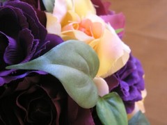 Dozen Beautiful Large Colorful Silk Roses & Leaves Bridal Bouquet 12″ x12″ Span