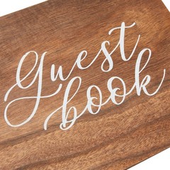 Paper Junkie Rustic Wooden Guest Book for Party – 112 Pages, 11.25 x Brown
