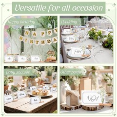 50 PCS Wedding Place Cards Wooden Clip Babys Breath Table Setting Black