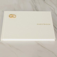 Beige Linen Wedding Guest Book 9 x 7 Inch Reception Sign In Book