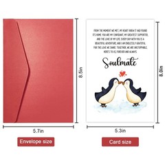 Romantic Penguin Valentines Day Card, Sweet Love Card To My Soulmate, Sentime…