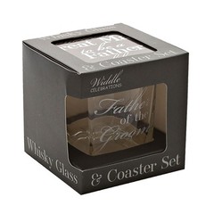 Wedding Whisky Glass and Coaster Set Boxed Thank You Gift – Father of the Groom
