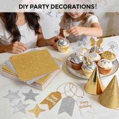 BOOKNOW 27 Sheets Gold Glitter Cardstock, 8.27″ x 11.7″ (A4 Medium,