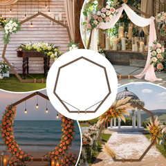 7FT Wooden Heptagonal Wedding Arch for Rustic Boho Ceremony & Decor