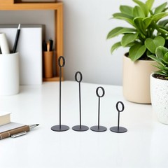 4Pcs Stable Stainless Steel Table Number Holders Black for Wedding Events