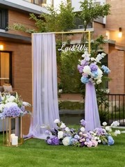Gold Wedding Arch Backdrop Stand, 6.6 * 3.3FT Square Backdrop 6.6×3.3 FT (HxW)
