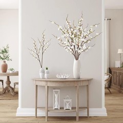 Sggvecsy Artificial Plum Blossom Flowers 4 Pcs Faux Cherry Blossom Stems Faux…