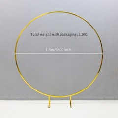 Circle Gold-Plated Shiny Wrought Iron Round Flower Stand Wedding Arch Props Deco
