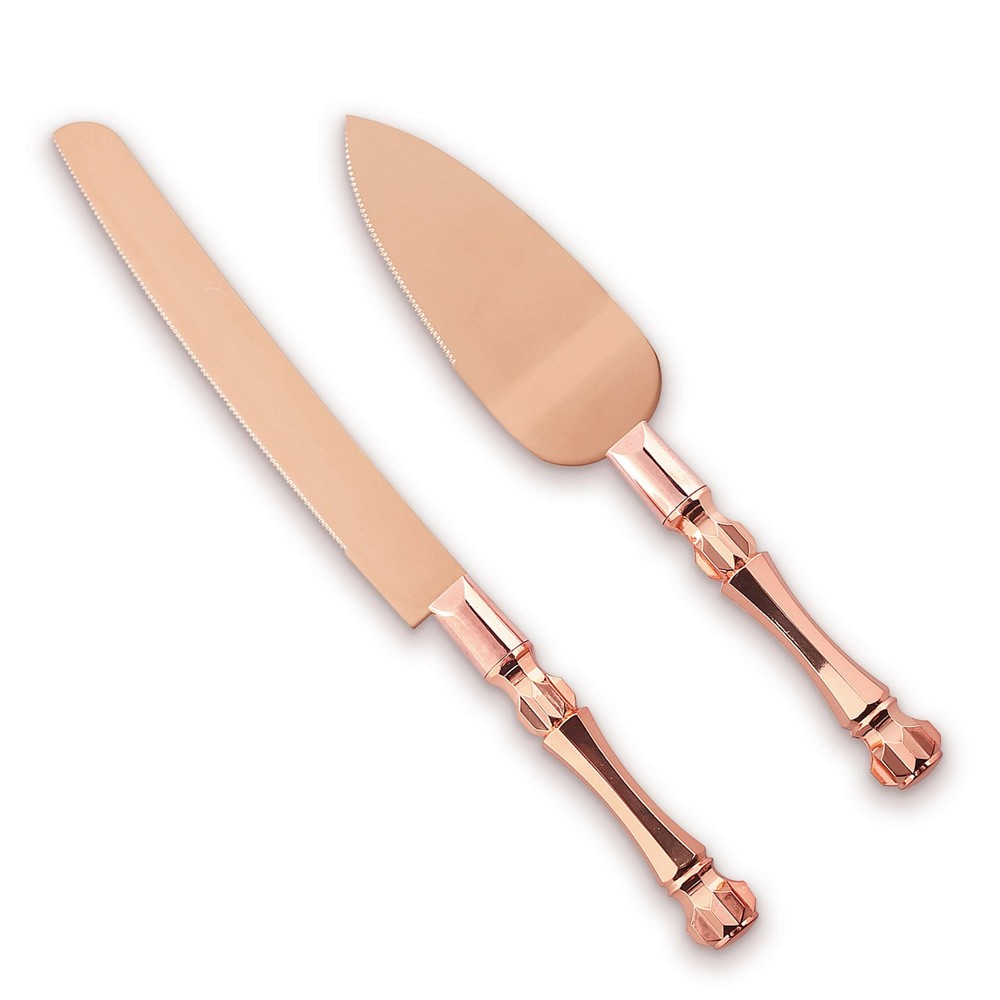 Homi Styles Wedding Cake Knife and Server Set | Rose Gold Color Premium 420 S…