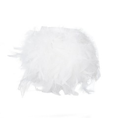 White 39″ long Natural Turkey Feathers Trim with Satin Ribbon Decorations