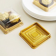 50 Square 3″ Gold clear Mini Cupcake Boxes Dome Plastic Favor Holders Events