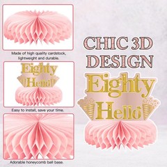 9Pcs 80th Birthday Decorations Pink Rose Gold Honeycomb Centerpieces for Wome…