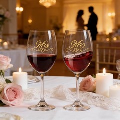 Newlyweds,Mr and Mrs Wine Glass Set,Wedding Glasses
