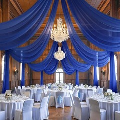 FANPROMS 4 Panels Royal Blue Ceiling Drapes Wedding Decorations Sheer Chiffon…