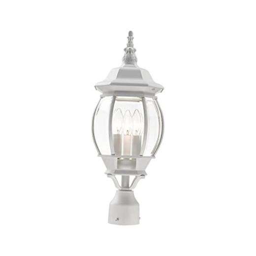 Lighting 7526-13 Post Top Light Fixture, White | Clear Beveled Glass Shades