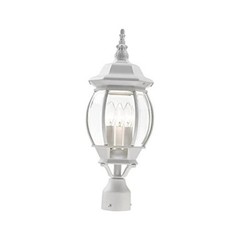 Lighting 7526-13 Post Top Light Fixture, White | Clear Beveled Glass Shades