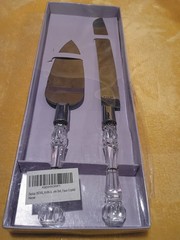 Darice Cake Knife & Server Set Stainless Steel Faux Crystal Handles, 2-Piece
