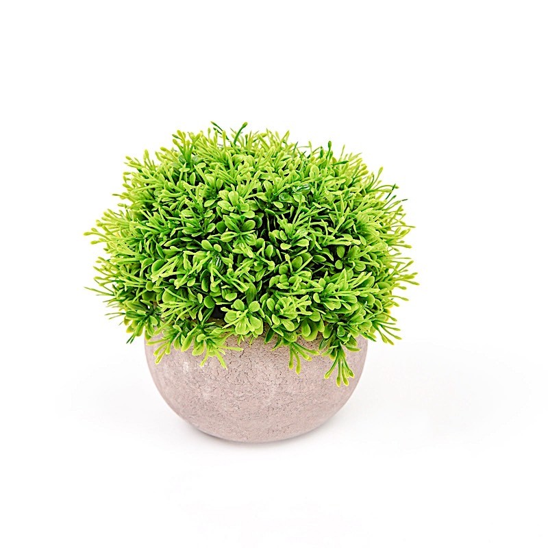 2 Green Gray 5″ Mini Boxwood Topiary Potted Artificial Plants Home Decorations