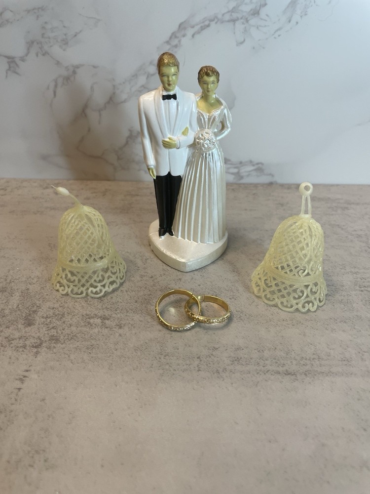 Vtg 1940s 1950s Wedding Cake Topper Lot