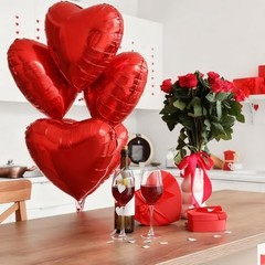 Heart Balloons 12Pcs Heart Shaped Balloons 18Inch Heart Foil Balloons Red