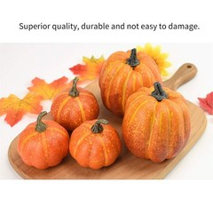 Orange Artificial Pumpkins Set,7Pcs Foam Decor Orange,