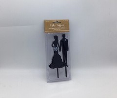 Bride & Groom Silhouette Cake Topper Black Topper Wedding Cake 7 Inches Unused