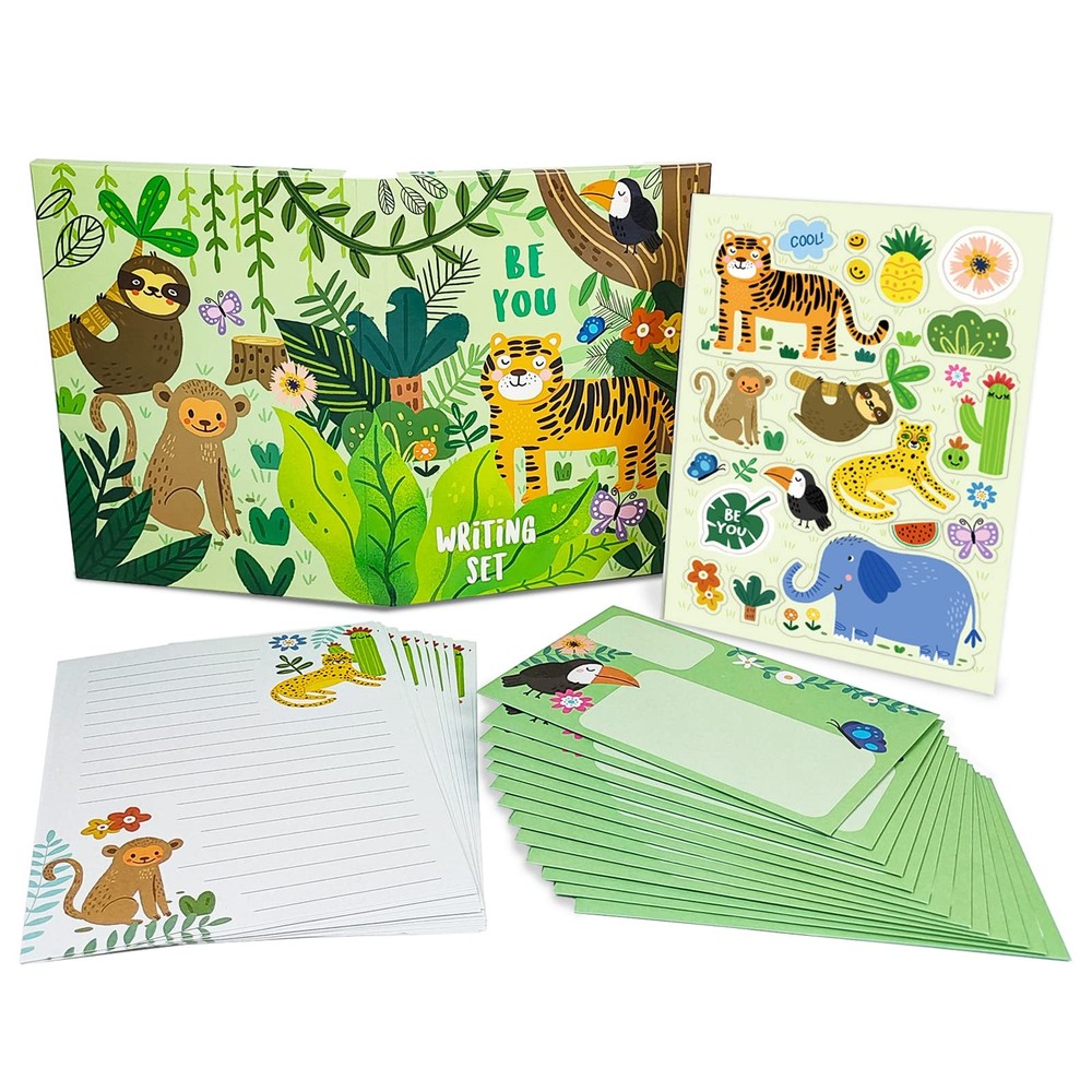 Master Lined Paper Set for Kids – Safari Animal Stationary with Multicolor