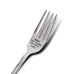 Laser Engraved Stainless Steel Fork with Gift Box, May The Fork Be With You