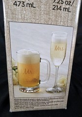 Libbey Mr & Mrs Toasting Set of 2 Glass Mug 16oz Flute 7.25oz w Box Wedding Gift