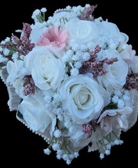 Wedding Bouquets for Bride Bridesmaid, Champagne Roses White Artificial Fl