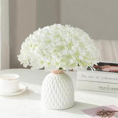65Pcs Hydrangea Artificial Flowers Bulk，Realistic Silk Fake 65 Pcs White