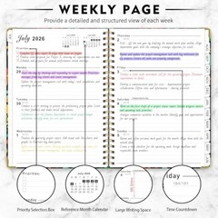 2026-2027 Vornika Academic Planner Floral, A5 6.3″x8.5″ | Spiral Black