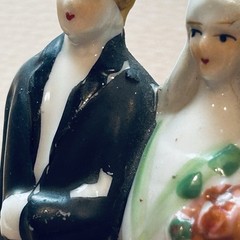 Antique Porcelain Wedding Cake Top Bride and Groom Occupied Japan