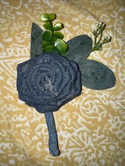 Set Of Four Denim Bridal Wedding Rose Boutonnières For Groomsmen